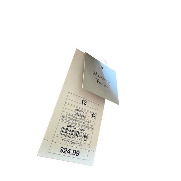 A New Day Silver Heeled Sandals Block Heel Square Toe Strappy Size 12 NIB - Picture 7 of 8